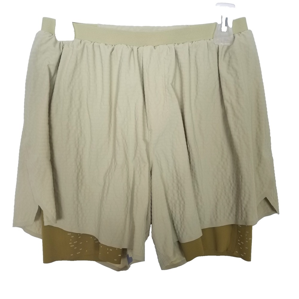 Lululemon Surge Lined Shorts Men‎ Sz S Special Edition Dew Green Auric Gold